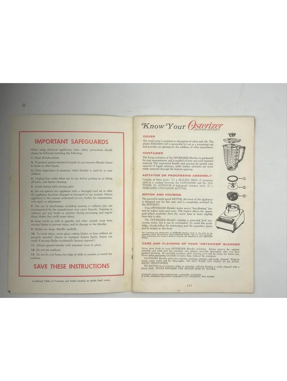 Vintage 1973 Osterizer Blender Cookbook: Spin Cookery Recipes